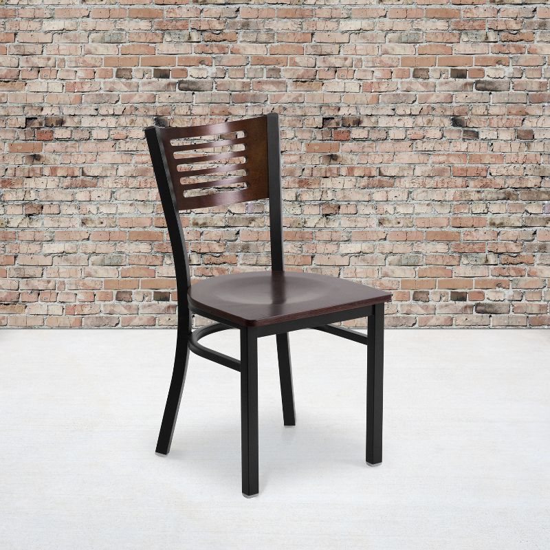 Flash Furniture Black Decorative Slat Back Metal Restaurant Chair, 3 of 8