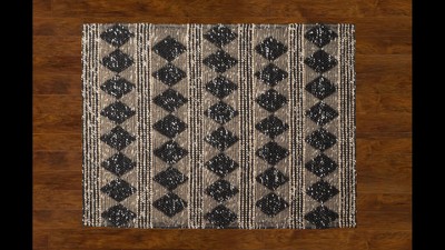 Charcoal Geometric Hand-Tufted Wool and Viscose Rug 2' x 3'