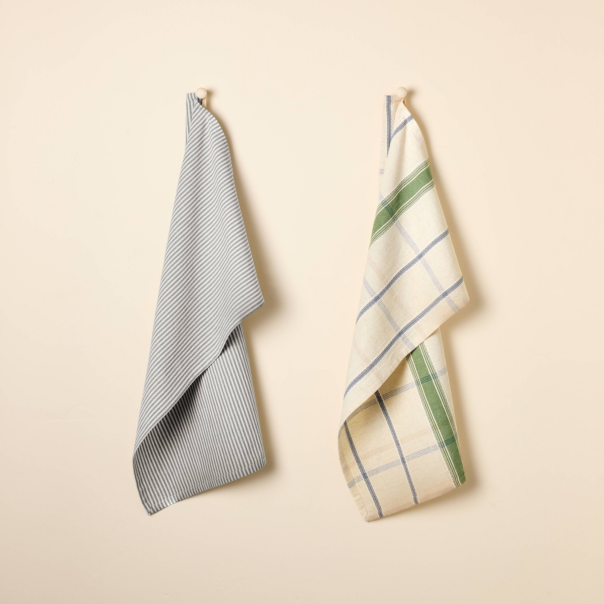 Set of 2 Kitchen Towels Signature Plaid/Navy - Hearth & Hand™ with Magnolia
