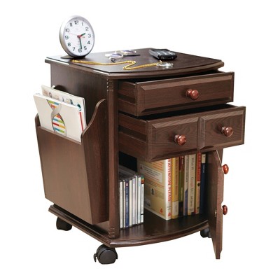 Collections Etc Wheeling Companion Storage Table 17.5 X 14.25 X 18.75 Dark Brown N/A