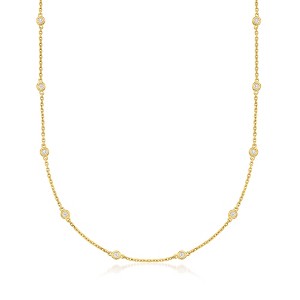 Ross-Simons 0.50-1.00 ct. t.w. Bezel-Set Diamond Station Necklace in 18kt Gold Over Sterling - 1 of 2