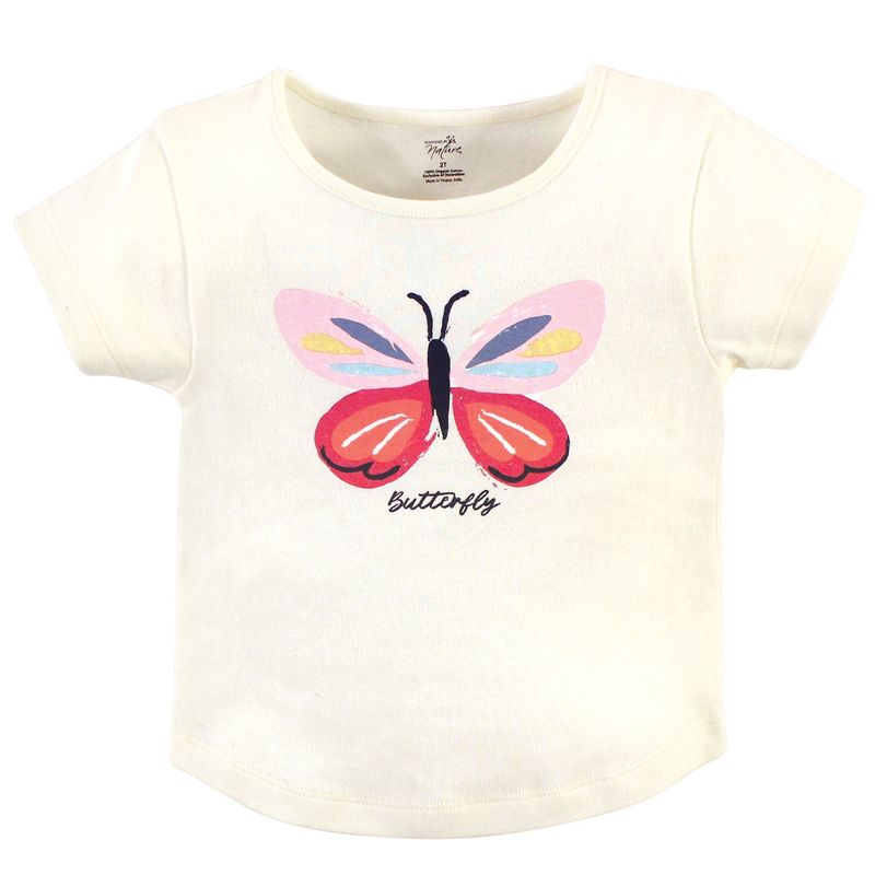 Touched by Nature Baby and Toddler Girl Organic Cotton Hoodie, Bodysuit or Tee Top, and Pant, Bright Butterflies Toddler, 4 of 6