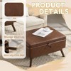 CAVINAS Mid-Century Lift-Top Storage Ottoman Bench– Solid Wood Frame with Safety Hinge, Versatile Coffee Table & Seating, Ottoman with Storage - 3 of 4