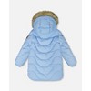 Deux par Deux Girl Long Wavy Quilt Puffy Winter Coat Powder Blue - 3 of 4
