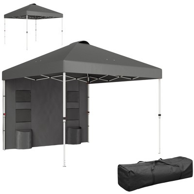 Outsunny 10' x 10' Pop Up Canopy Tent with Sidewall, UPF50+ Instant Sun Shelter with Storage Pockets, Height Adjustable