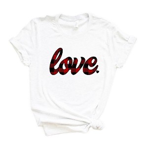 Simply Sage Market Women's Buffalo Plaid Love Short Sleeve Graphic Tee - 1 of 4