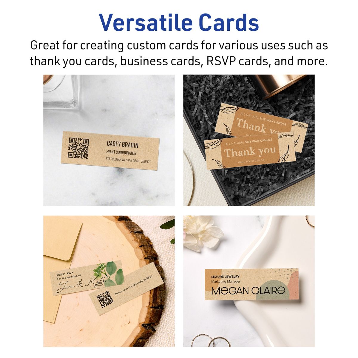 1" x 3" Rectangle, Kraft Brown Business Cards - thumbnail 3