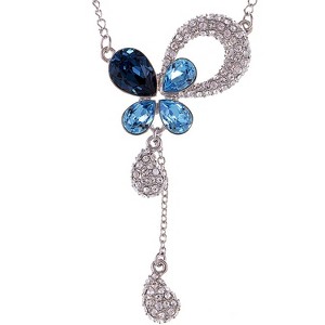 Anna-Kaci Women's Triple Teardrop Crystal Pendant Necklace, Sparkling and Elegant Design with Adjustable Chain for Special Occasions - Teardrop - 1 of 4