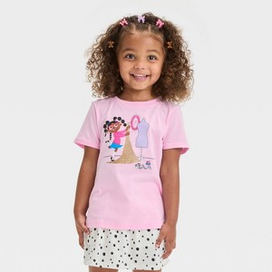 Toddler Girls' Short Sleeve Fashion Designer Graphic T-Shirt - Cat & Jack™ Pink - 1 of 4