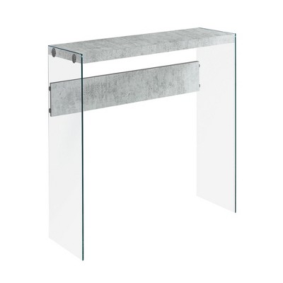 GlasFlength Console Tables,Sleek Rectangular Console Table,Transparent Sides and Shelving,Gray,44"*15.75"*32"