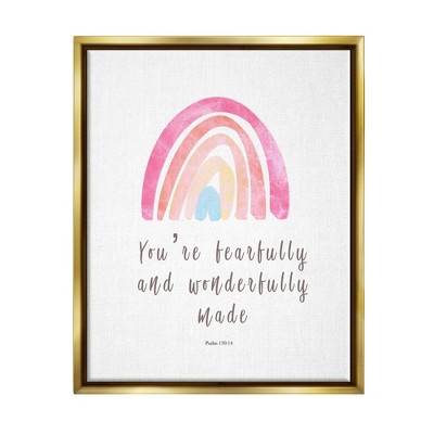 Stupell Industries Psalm 139:14 Rainbow Framed Floater Canvas Wall Art