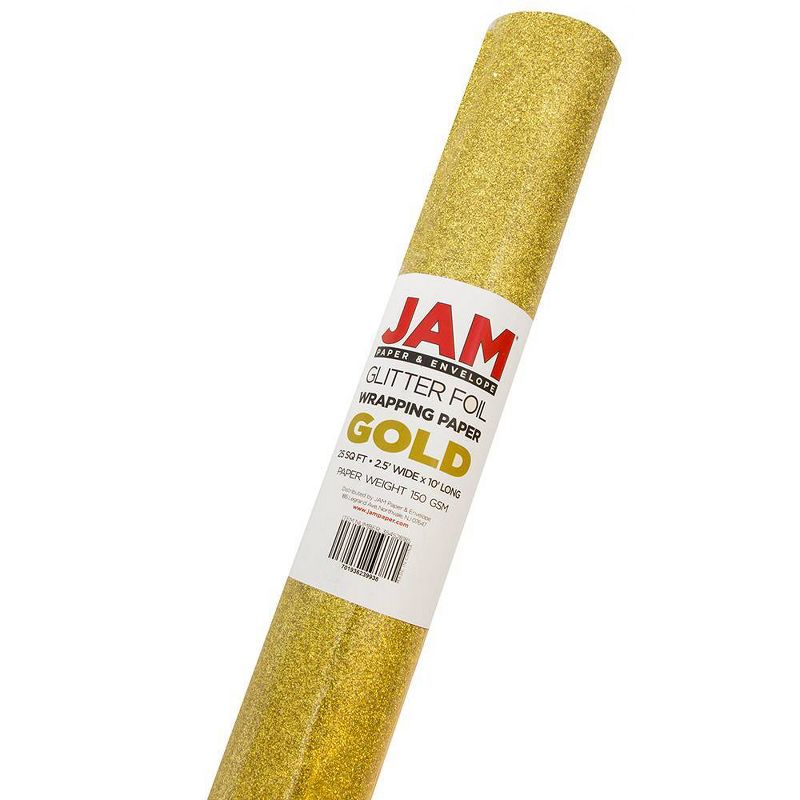 JAM PAPER Gold Glitter Gift Wrapping Paper Roll - 1 pack of 25 Sq. Ft., 2 of 6