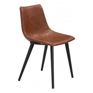 Dining Chair 31.9" H (Set of 2) – Vintage Brown, Faux Leather Upholstery & Black Steel Legs by Zuo Modern - 1 of 4