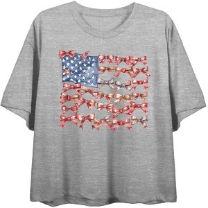 Ribbon American Flag  Women's Crew Neck Short Sleeve Top - 1 of 3