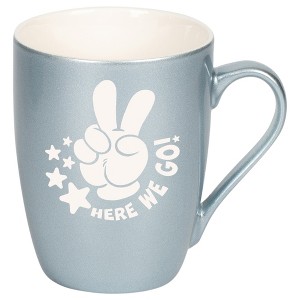 100 North Peace Sign 10 Ounce Frosted Blue Metallic Finish, Comfortably Fits Your Hands, New Bone China Coffee Tea Cup Mug, Here We Go! - 1 of 1