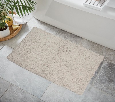 Bell Flower Collection Cotton Floral Pattern Tufted Bath Rug - Home Weavers