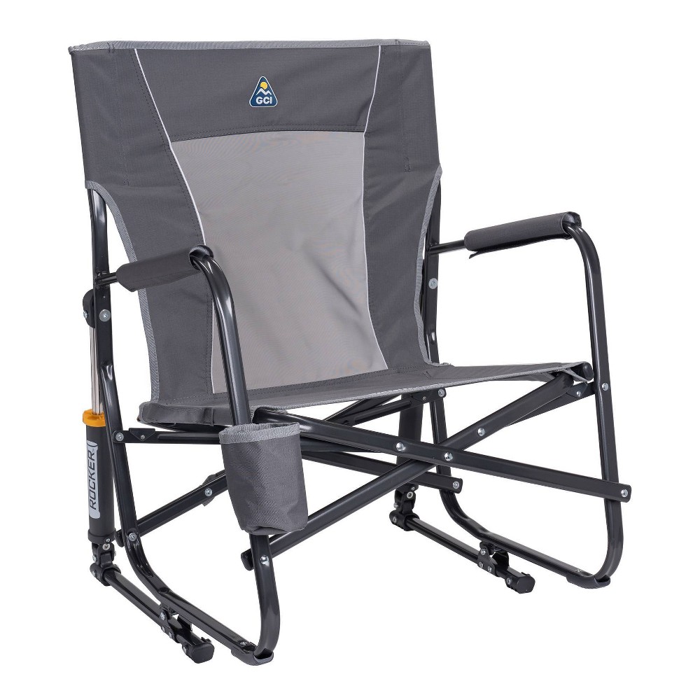 gci outdoor firepit rocker low-profile foldable rocking camp chair - pewter
