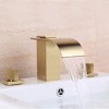 Munora Waterfall Double Handle Widespread Sink Faucet Solid Brass for Bathroom, Brushed Gold Finish - 2 of 4