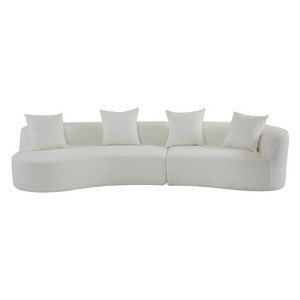 Christopher Knight Home Josiah 12 6" Modern Boucle Upholstered 5 Seater Curved Sectional Sofa with Pillows Beige - 1 of 4