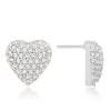 Slickblue Special Pave Heart Earrings for Women, Rhodium Plated with 0.7 Carat Clear Cubic Zirconia, Post Back - 2 of 3