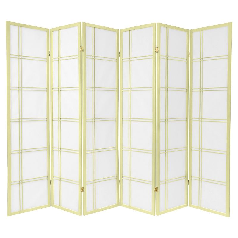 6 ft. Tall Double Cross Shoji Screen 6 Panels - Oriental Furniture, 1 of 3