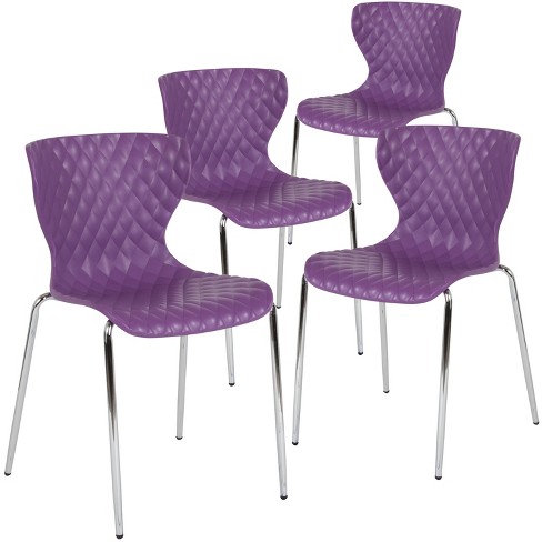 Emma And Oliver 4 Pack Contemporary Design Purple Plastic Stack Chair Target