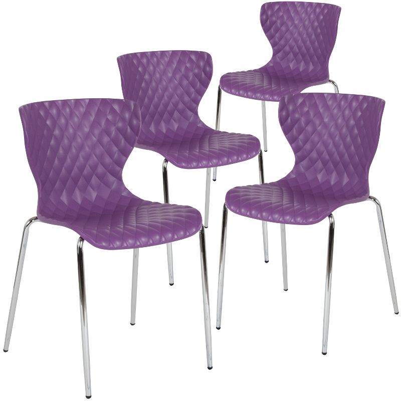 Emma and Oliver 4 Pack Contemporary Design Plastic Stack Chair, 1 of 12