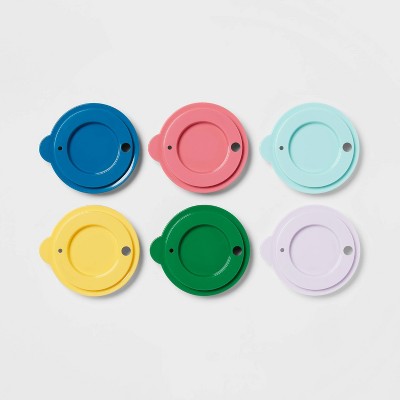 Image of 6pk Plastic Assorted Colors Kids' Basic Tumbler Lids - Pillowfort™