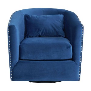 Picket House Furnishings Alba Swivel Chair Navy: Upholstered Accent, Modern Velvet, Living Room Furniture - 1 of 4