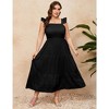 Women Plus Size Sleeveless Maxi Dress Smocked High Waist Tiered Ruffle Summer Casual Dress - 4 of 4