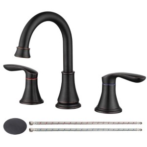 Widespread 2-Handle Bathroom Sink Faucet, Lavatory Tap with 3-Hole Setup and 360� Swivel Spout for Vanity Basin - 1 of 4