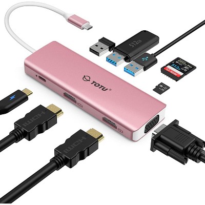 TOTU Docking Station, USB C Hub, 9 in 1 Triple Display Docking Station with Collage Display Mode, for MacBook Pro Air and Type-C Laptops