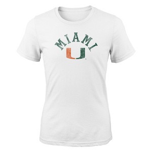 NCAA Miami Hurricanes Girls' White Crew Neck T-Shirt - 1 of 1