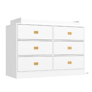 6-Drawer Baby Changing Dresser w/ Power Outlets, Nursery Dresser w/ Removable Changing Top&Pad, MDF Wood Baby Organizer - 1 of 4