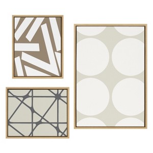Kate and Laurel Sylvie Elevated Modern Neutral Dots, Neutral Pattern No 2 and Neutral Stained Glass, 3 Piece, Natural - 1 of 4