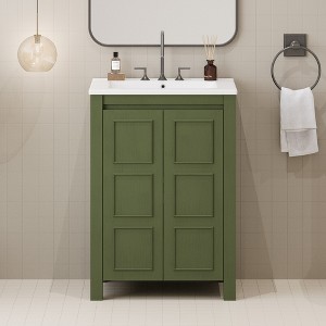ChicFurnit 24/30/36 Inch Bathroom Vanity with Sink Retro Bathroom Storage Cabinet with Soft Close Door Ceramic Sink for Bathroom, 18.3"*24"*33.8" - 1 of 4