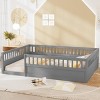 Streamdale Full Floor Bed Frame with Fence, Wood Kids Floor Beds Frame for Bedroom Playroom,Gray - 3 of 4