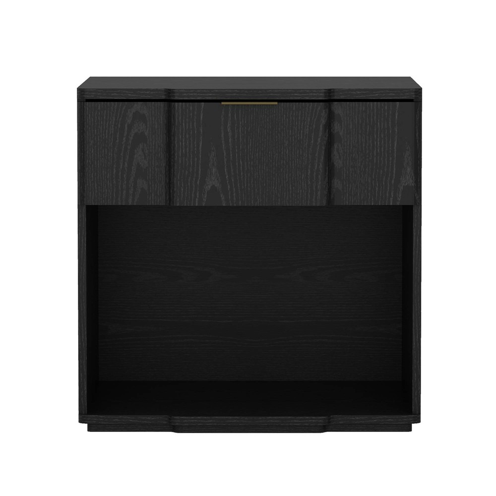 Manhattan Comfort Clive 22" 1-Drawer Nightstand Black and Gold