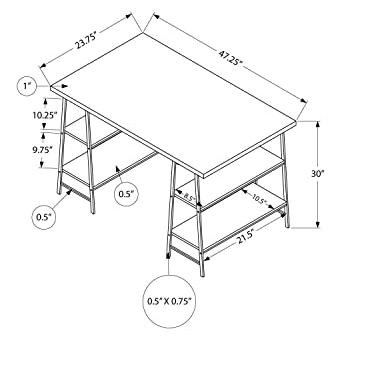 Dark Taupe Wood and Black Metal Computer Desk with Shelves