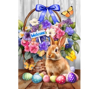 Briarwood Lane Easter House Flag 40x28 For Outdoor Welcome Bunny and Basket For Easter House Flag - 1 of 4