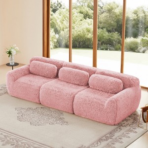 114'' Plush Modular Sectional Sofa with Ottoman, Throw Pillows and Full-Compression Vacuum Packaging - 1 of 4