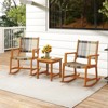 Tangkula 3 Pieces Rocking Bistro Set PE Rattan Front Porch Chairs w/ Coffee Table - 2 of 4