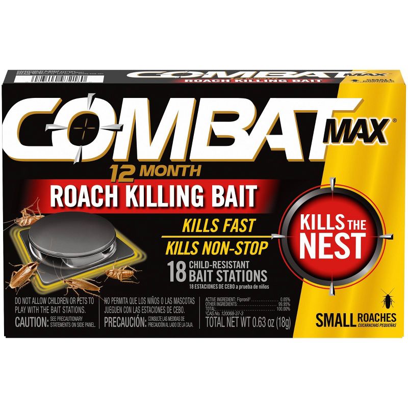 Combat Max 12 Month Roach Killing Bait Small Roach Bait Station - 18ct, 1 of 8