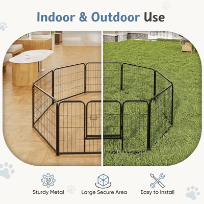 8-Panel Black Heavy Duty Metal Dog Exercise Pen