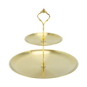 Unique Bargains 2 Tier Round Dessert Cupcake Holder Tower for Donuts Fruits - 1 of 4