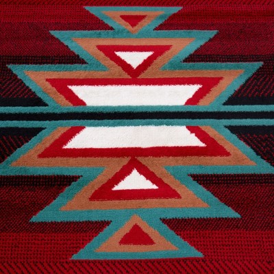 Southwestern Geometric Black and Red 9' x 12' Synthetic Area Rug