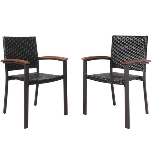 Chairs Target Dining Rattan Garden Armrest 2 : Patio Pe Costway Set Of Stackable Outdoor