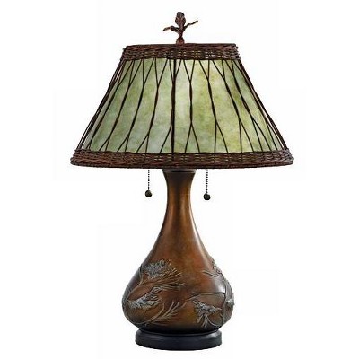 Quoizel Americana 25" Embossed Pine Branch Green Mica Shade Table Lamp