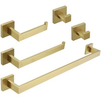 Bwe 5-piece Bath Hardware Set With Towel Bar/rack, Towel/robe Hook ...