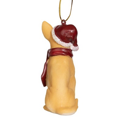 Festive Chihuahua Holiday Ornament with Santa Hat and Scarf